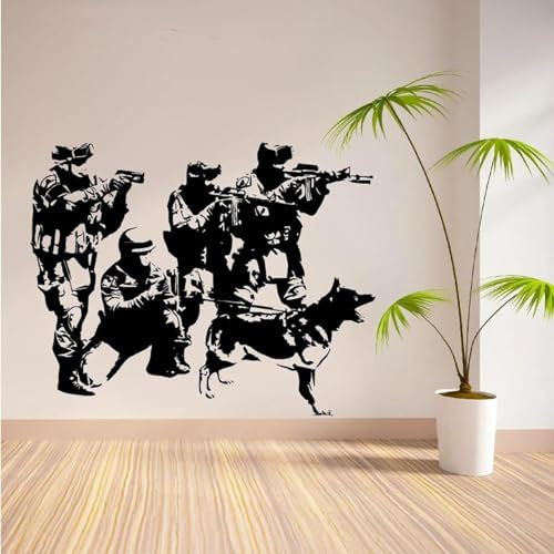 MIXUEXUNLU SWAT Team Militärsoldat, Abnehmbarer Vinyl-Aufkleber, Junge, Mädchen, Zimmer, Wohnzimmer, Schlafzimmer, dekorativer Kunstaufkleber, einzigartiges Geschenk