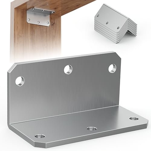 Wuno Shop 6 Pcs 4 Inch Corner Braces for Wood, 90 Degree Angle Iron with Holes, Metal L Right Angle Bracket, Heavy Duty Bracing Brackets for Wood Furniture Frame Fence
