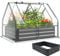 TANGZON Raised Garden Bed with Greenhouse, Galvanised Steel Planter Box Kit with PVC Cover, 2 Roll-Up Windows, Outdoor Vegetable Herb Flower Container Grow House (Grey+Clear, 127 x 95 x 93 cm)