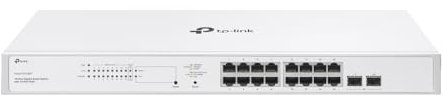 TP-Link Festa FS318GP - Switch Gigabit a 18 porte, 16 porte Gigabit 802.3af/at PoE+, 2 slot SFP Gigabit, budget PoE totale da 150 W, fino a 30 W per porta, gestione cloud gratuita