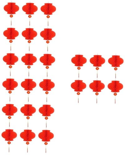 HOMSFOU 240 Stk Rote Laternen Rot Falten Chinesisch Neu Festliche Hängende Laternen Rotes Laternenpapier Laternenfest Feier Lieferungen Rote Chinesische Laternen Hängende Wabenlaterne