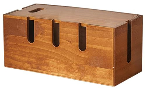 Caja de cables de madera de pino, organizador de cables, ocultador de salida de cables de almacenamiento de cables, caja de gestión de cables, protector de soporte de cable resistente, ocultadores de