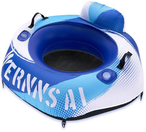 WERNNSAI Schwimminsel 130 cm – Aufblasbares Sofa mit Getränkehaltern & Rückenlehne – Schwimmring für Erwachsene aus 420D Oxford – Verbindbare Badeinsel mit Netzboden – Luftmatratze Pool
