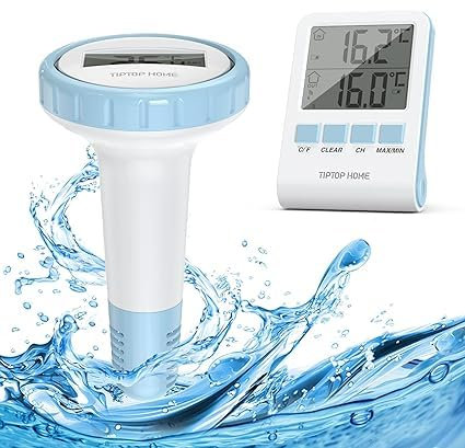 Funk PoolThermometer, WiFi Schwimmende Pool thermometer mit Indoor-Temperatur Luftfeuchtigkeit Monitor, Digital Teichthermometer Unterwasser IP67 wasserdicht für Schwimmbäder, Badewannen, Fischbecken