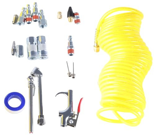 Beimus 20Piece Professional Air Compressor Accessory Kits with Recoils Hose and Blow Guns for Inflation and Cleans