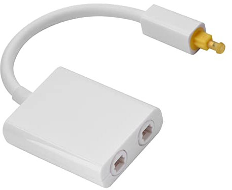 XUXHOU Adaptateur de Diviseur Audio Optique Numérique, Noyau Inattendu, Idéal pour le Lecteur CD/DVD au Récepteur et à L'enregistreur, Connecteur D'or 24K, Câble Audio de Fibre 1 Mm (WHITE)