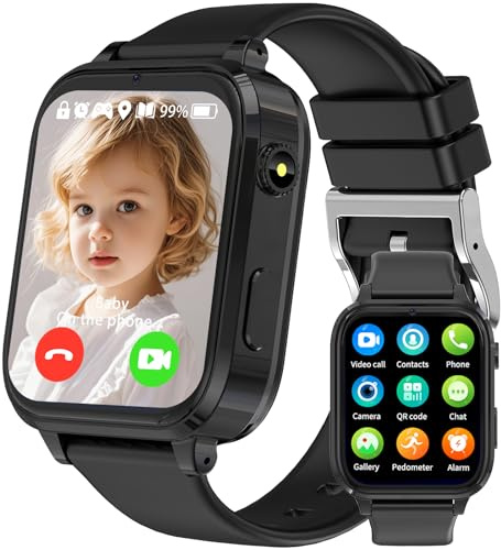 clleylise Smartwatch Kinder mit GPS und Telefon, 4G Kinder Smartwatch, Voice Chat, SOS IP68 Wasserdicht Spiel Wecker Touchscreen, Smart Watch für Jungen Mädchen 4-16 Jahre (Schwarz 1)