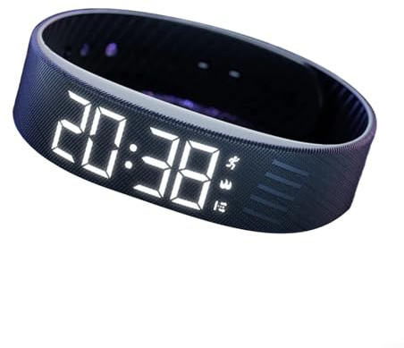 Leise Vibrationsalarm Uhr mit Stoppuhr, Schrittzähler, Schlafmonitor & IP65 Wasserdicht für Damen und Herren (Schwarz)