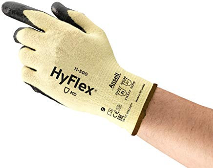 Ansell HyFlex 11-500 Gants de Travail Polyvalents, Protection Mécanique Multi-Usage, Atelier, Bricolage, Peinture, Gant Fin Homme Femme, EPI Industriel, Lavable, Noir, Taille L (12 Paires)