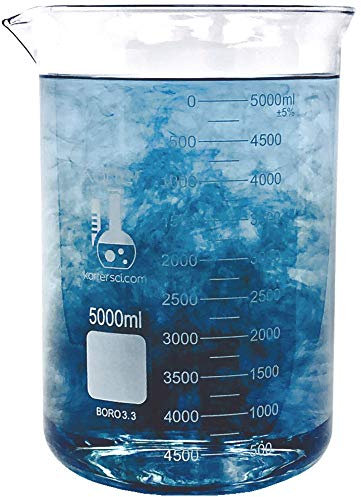 5000ml Beaker, Low Form Griffin, Borosilicate 3.3 Glass, Graduated, Karter Scientific 213D22