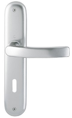 HOPPE Türgriff (Langschild) duraplus Luxembourg, Aluminium natur für innen, Bad/WC-Garnitur, m.Olive