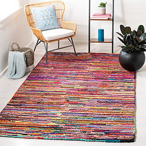 SAFAVIEH Traditionell Teppich für Wohnzimmer, Esszimmer, Schlafzimmer - Nantucket Collection, Kurzer Flor, Pink und Multi, 122 X 183 cm