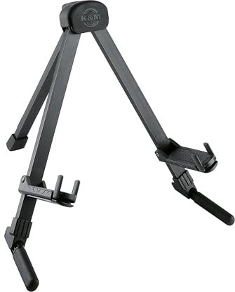 K&M 17550 Gitarrenständer Memphis Travel Schwarz eloxiert - Ständer für akustische und elektrische Gitarren