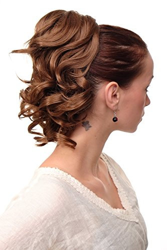 WIG ME UP JL-3023-12 Haarteil/Zopf gewellt halblang (35 cm) 1 Steckkamm + Gummizug Braun Mittelbraun
