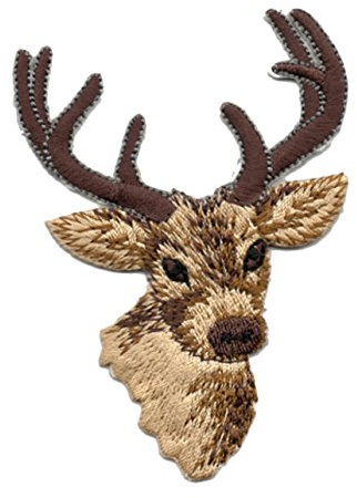 Aufnäher Bügelbild Aufbügler Iron on Patches Applikation Hirsch 4,7 x 6,6cm vor171-2