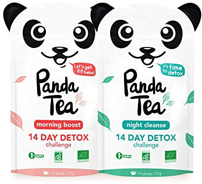 Panda Tea Thé et Infusion Detox Cure Minceur Bio - 28 Sachets/Infusettes - Challenge 14 jours - Certifié Biologique Cadeau