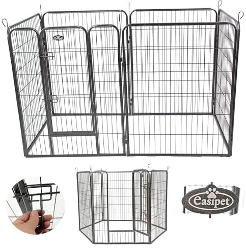 Heavy Duty 6-Panel Dog Playpen, Large Metal Exercise Pen with Door, 100cm Height