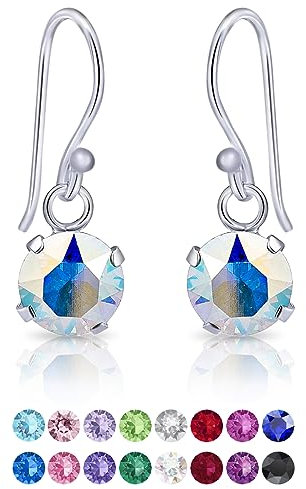 Orecchini Pendenti Donna Argento 925 con Brillantino di Cristallo Aurora Boreale - Orecchini Argento 925 Pendenti - Orecchini Argento Punto Luce Borealis - Orecchini Lunghi Donna - Orecchini Gancio