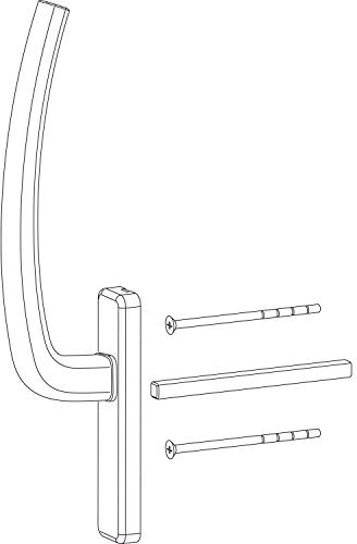 HAUTAU ATRIUM HS Griff innen mit Vierkantstift, TS 68-80 mm, Aluminium silber eloxiert, 1 Stück | Zubehör Beschläge für Fensterbeschläge Schiebefenster Schiebetürbeschlag