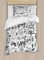 ABAKUHAUS Videospiele Bettbezugs Set für Einzelbetten, Sketch Stil Gaming, Milbensicher Allergiker geeignet mit Kissenbezug, 130 x 200 cm, Weiß Schwarz