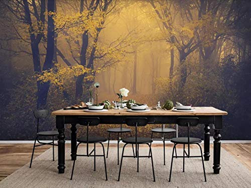 Tapete 3D Wandbild Retro- Nostalgischer Nebeliger Nebeliger Wald Fototapete 3D Effekt Vliestapete Wohnzimmer Wanddeko