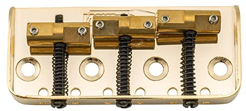 Wilkinson WTBS Short Telecaster Bridge Brass Compensated 3-Saddles for Humbucker Tele Style or Vintage Electric Guitar, Gold