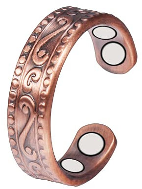 YINOX 2,3-Zoll-Magnetring aus reinem Kupfer für Männer und Frauen, 4 starke Magnete lindern wirksam Arthritis und Migräne, CI kann frei eingestellt werden