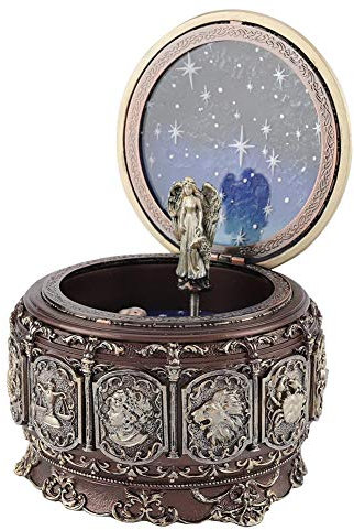 MAGT Spieluhr Vintage, 12 Sternbilder Spieluhr mit Sternbildern Rotierende Göttin Funkelnden LED Lichter, Geschenke für Weihnachten Valentinstag Geburtstag (Widder)