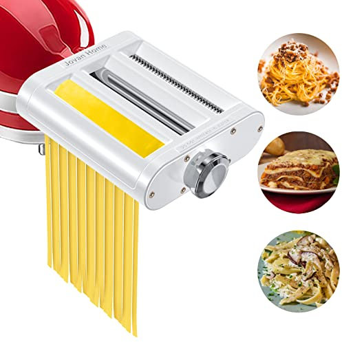 Jovan Home Accessoire pour machine à pâtes KitchenAid 3 en 1 comprenant un rouleau à pâtes, un coupe-spaghetti et un coupe-fettuccine et un accessoire pour pâtes