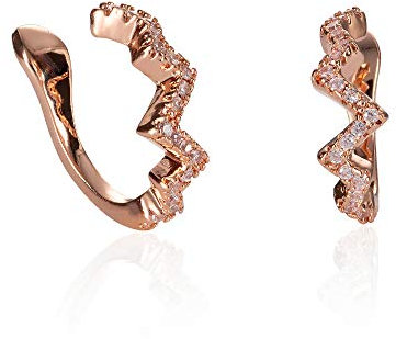 namana Rosegold Zig Zag Ear Cuff Ohrringe für Damen, Teenager, Mädchen; Ohrringpaar mit Cubic Zirkonia Steinen, Edgy falsche Ohrringe für Frauen ohne Ohrlöcher, Rosegold Earcuffs mit Schmuckbeutel