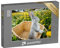 puzzleYOU: Puzzle 1000 Teile „Graues Kaninchen im Korb auf Einer Löwenzahnwiese“ – aus der Puzzle-Kollektion Hasen, Bauernhof-Tiere