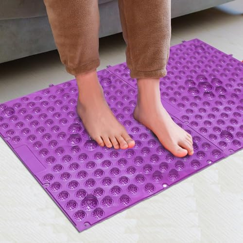 Yobeyi Foot Massage Acupressure Mat Game Foot Reflexology Walking Toe Plate Massage Pad Bathroom Mat Yoga Mat Sports Mat 2 PCS (Purple)