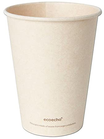 wisefood Zuckerrohr Kaffeebecher - 50 Stück Coffee To Go Becher 300ml - Einmal Coffee To Go Becher weiß - Biologisch abbaubare Einwegbecher ohne PLA/PE aus Bagasse