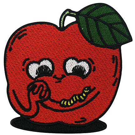Finally Home Süßer Apfel Patch zum Aufbügeln | Patches zum Aufnähen, Wurm Bügelbild, Obst Aufbügler, Rote Aufnäher