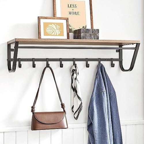 ACAZA Langgarderobe für die Wand oder Wand - 90 cm lang - Eschenholz Braun