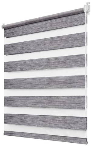 Deswell Doppelrollo Klemmfix ohne Bohren Marmor-Grau B65 x H210 cm (Stoffbreite 61cm) Rollos für Fenster ohne Bohren für Fenster mit Lichtdurchlässig & Verdunkelnd/Höhe Stufenlos Verstellbar