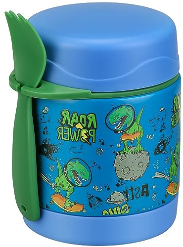 284 ml Suppen-Thermoskanne für heiße Speisen für Kinder, Thermoskanne mit Löffel, heiße Lebensmittelbehälter, Kinder, auslaufsicher, Edelstahl, breite Öffnung, Mittagessen, Reisen, Tyrannosaurus rex