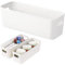 WSAMJIN 3 Pcs Plastic Storage Boxes, Stackable Storage Organiser Boxes Small Containers with Handles for Kitchen, Cupboard, and Bathroom Organizer on Shelves and Tubs-11×4.3×3.5 Inch