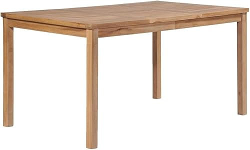 KOIECETA Teak Massiv Garten Esstisch Gartentisch Holztisch Gartenmöbel Tisch Terrassentisch Balkontisch Massivholztisch (150x90x77cm)