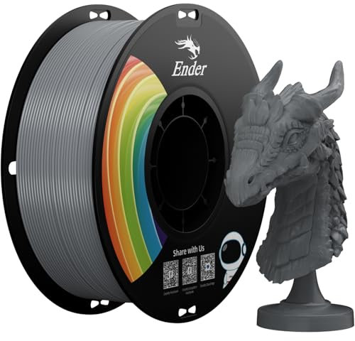 Creality Ender PLA+ Filament für 3D-Drucker, 1,75mm 3D Druck Filament, 1kg Spule, Maßgenauigkeit +/- 0,02mm, passend für die meisten FDM 3D Drucker, Grau