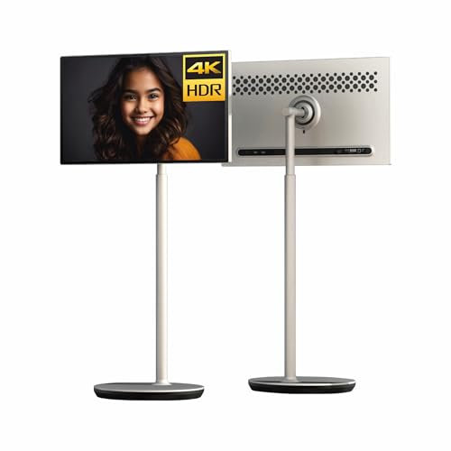 GTUOXIES 32 4K UHD Monitor Smart Screen Mobile TV, Altoparlanti stereo, Completamente in alluminio, Android 13, Angoli regolabili, App, Touch e telecomando, Air Lifter, Più facile da installare