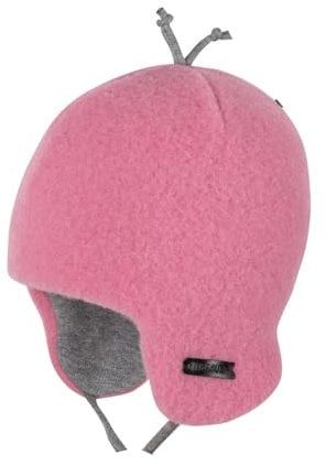 PURE PURE by Bauer® Mädchen Wollfleece-Bindemütze GOTS, Größe:43, Präzise Farbe:Dusty-Pink