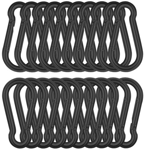 EVADOW 20PCS 80MM Heavy Duty Spring Snap Hook, M8 5/16 Galvanized Steel Snap Hook Carabiner Quick Link Carabiner Clip, 226KG Holding Capacity Quick Link Keychain for Swing Hammock Gym Outdoor-Black