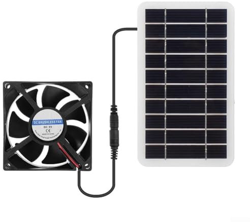 5V 30W Solar Powered Exhaust Fan, Waterproof Solar Panel Power Mini Ventilator Exhaust Roof Attic Fan Air Ventilation Van for Pet House