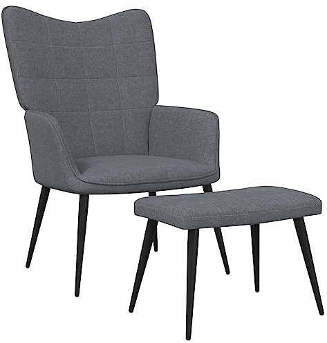 BUKSCYJS Relaxliege Wohnzimmer,Moderne Sesselrelaxsessel Mit Hocker Dunkelgrau Stoffadatto A Soggiorno, Camera Da Letto, Studio, Corridoio, Sala Di Ricevimento
