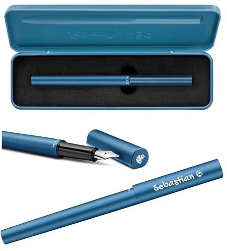 Pelikan Füllhalter Ineo® Elements P6 mit Gravur Geschenk - einzigartige Stifte mit Namen - personalisierte Geschenke zu Weihnachten - Füllfederhalter personalisiert (Petrol-Blau)