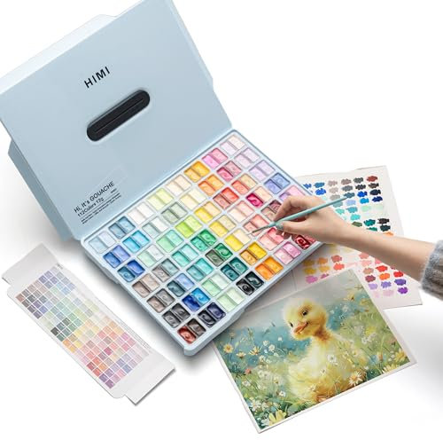 HIMI Gelee-Gouache-Farbset, 2 Tassen, 112 Farben, 12 g, Gelee-Cup-Design, Gouachefarbe, ungiftig, für Leinwand und Papier, Kunstbedarf für Profis und Anfänger (Eisblau)