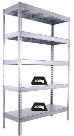 PROREGAL Schwerlastregal Big Metal YETI Five | HxBxT 200x180x60cm | Fachlast 400kg | Verzinkt | Regal Standregal Werkstattregal Lagerregal Kellerregal