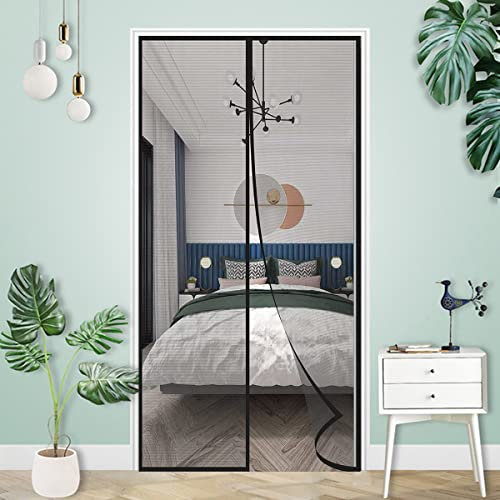 HRGFSM Magnet Fliegengitter Tür Insektenschutz,Automatisch Geschlossen Fliegengitter BalkontüR,Magnetisches Moskitonetz für Balkontür und Terrassentür-Black A|| 80x250cm(31x98inch)