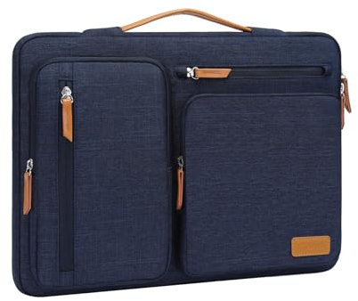 MOSISO 360 Schutz Laptoptasche 17,3 Zoll, 17-17,3 Zoll Laptop Tasche, Kompatibel mit Dell, HP, Lenovo, Asus, Acer, Alienware, Seitlich Offene Tasche mit 4 Reißverschlusstasche&Griff, Marineblau